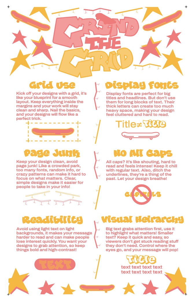 Poster about typography, marketed towards skateboarders.