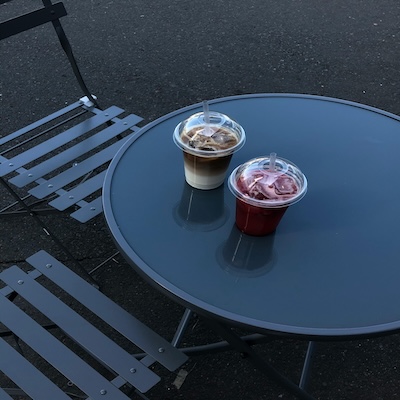 table with two drinks